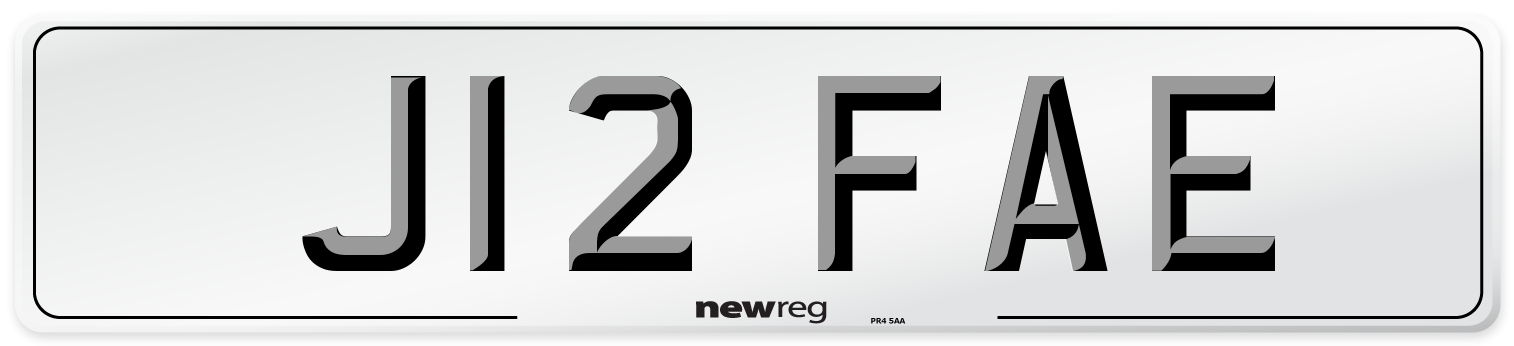 J12 FAE Number Plate from New Reg
